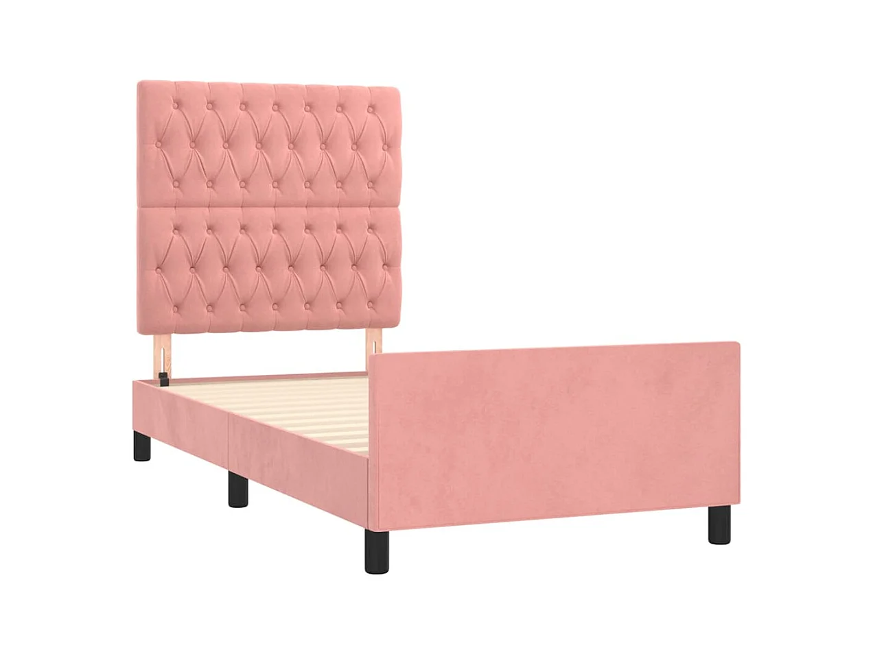 Lit simple | Lit adulte, enfant | Cadre de lit rose 90x190 cm velours