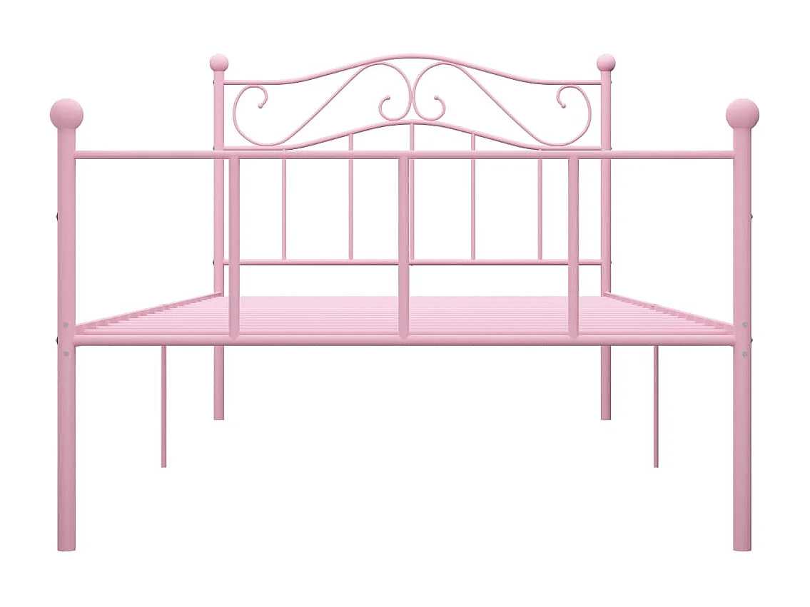 Lit simple | Lit adulte, enfant | Cadre de lit rose métal 90x200 cm