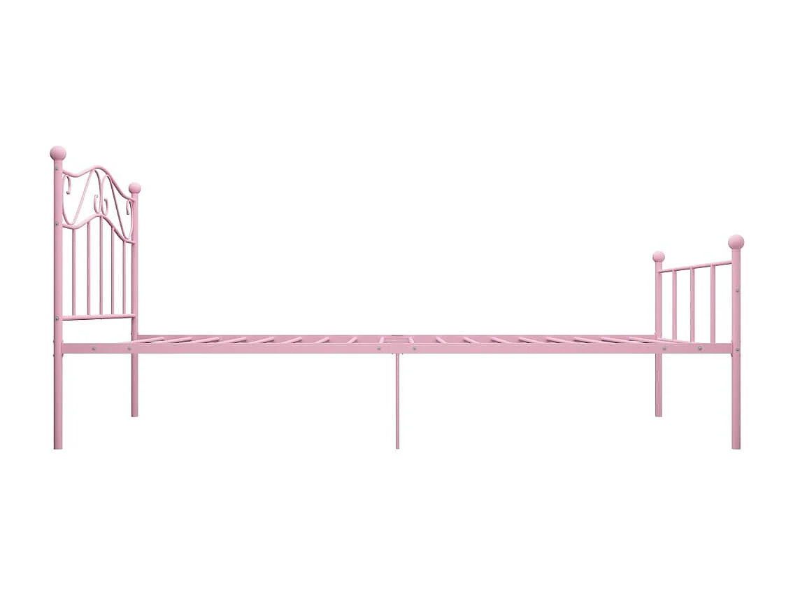 Lit simple | Lit adulte, enfant | Cadre de lit rose métal 90x200 cm