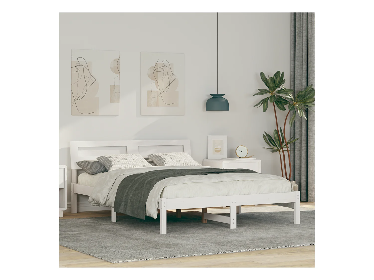 Lit simple | Lit adulte, enfant | Cadre de lit Blanc 120x190 cm Bois massif en pin