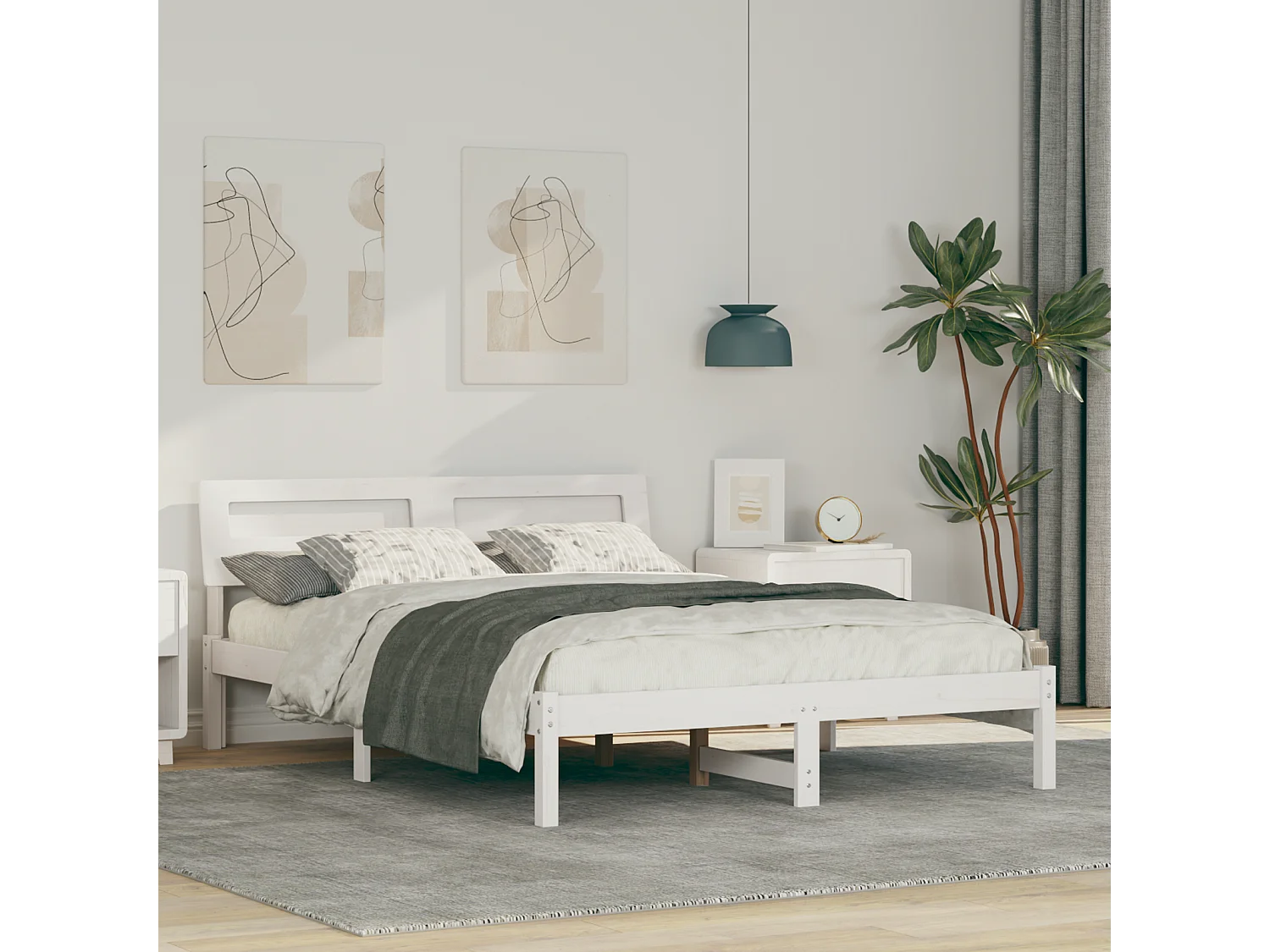 Lit simple | Lit adulte, enfant | Cadre de lit Blanc 120x190 cm Bois massif en pin