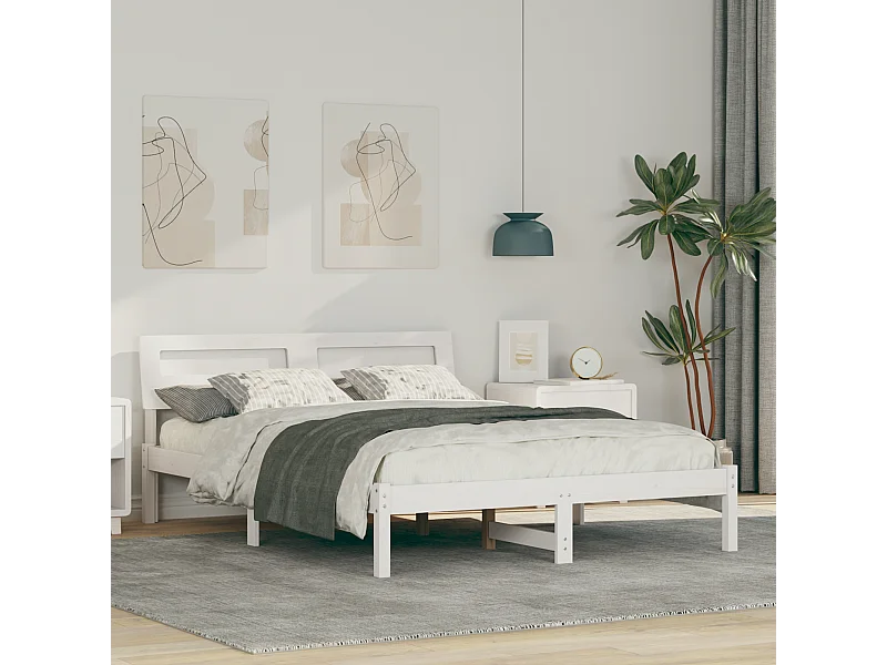 Lit simple | Lit adulte, enfant | Cadre de lit Blanc 120x190 cm Bois massif en pin