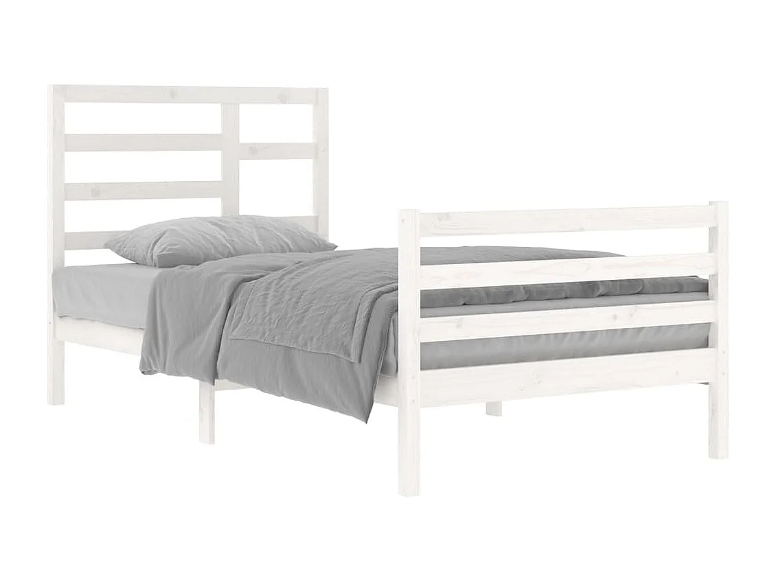 Lit simple | Lit adulte, enfant | Cadre de lit blanc bois massif 100x200 cm
