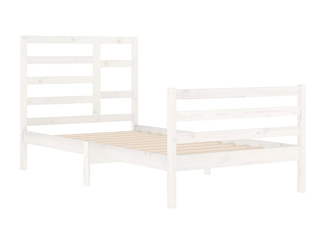 Lit simple | Lit adulte, enfant | Cadre de lit blanc bois massif 100x200 cm