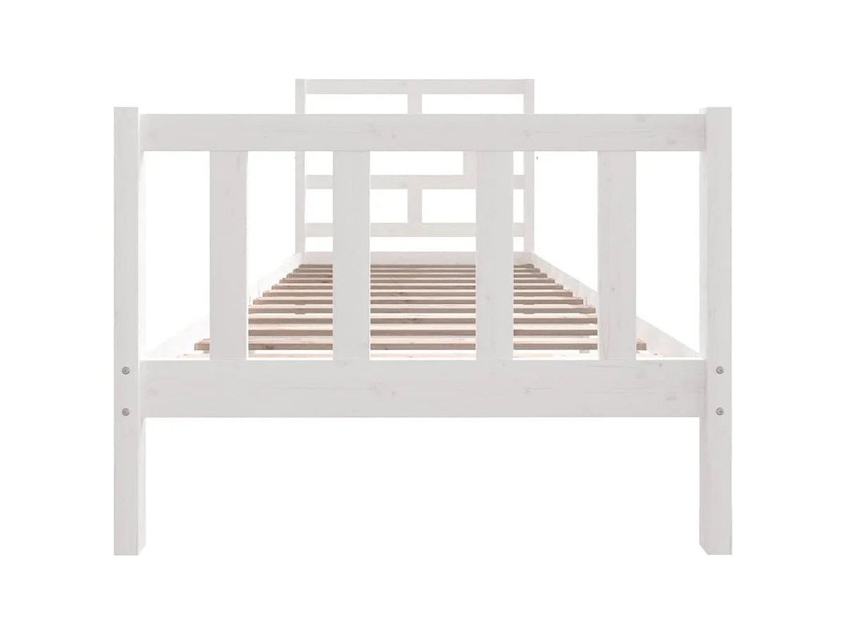 Lit simple | Lit adulte, enfant | Cadre de lit blanc bois massif 90x200 cm