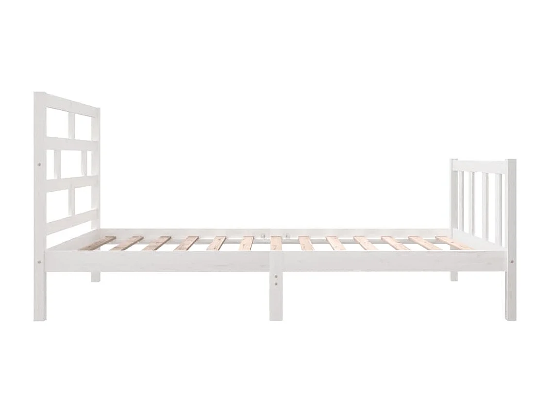 Lit simple | Lit adulte, enfant | Cadre de lit blanc bois massif 90x200 cm