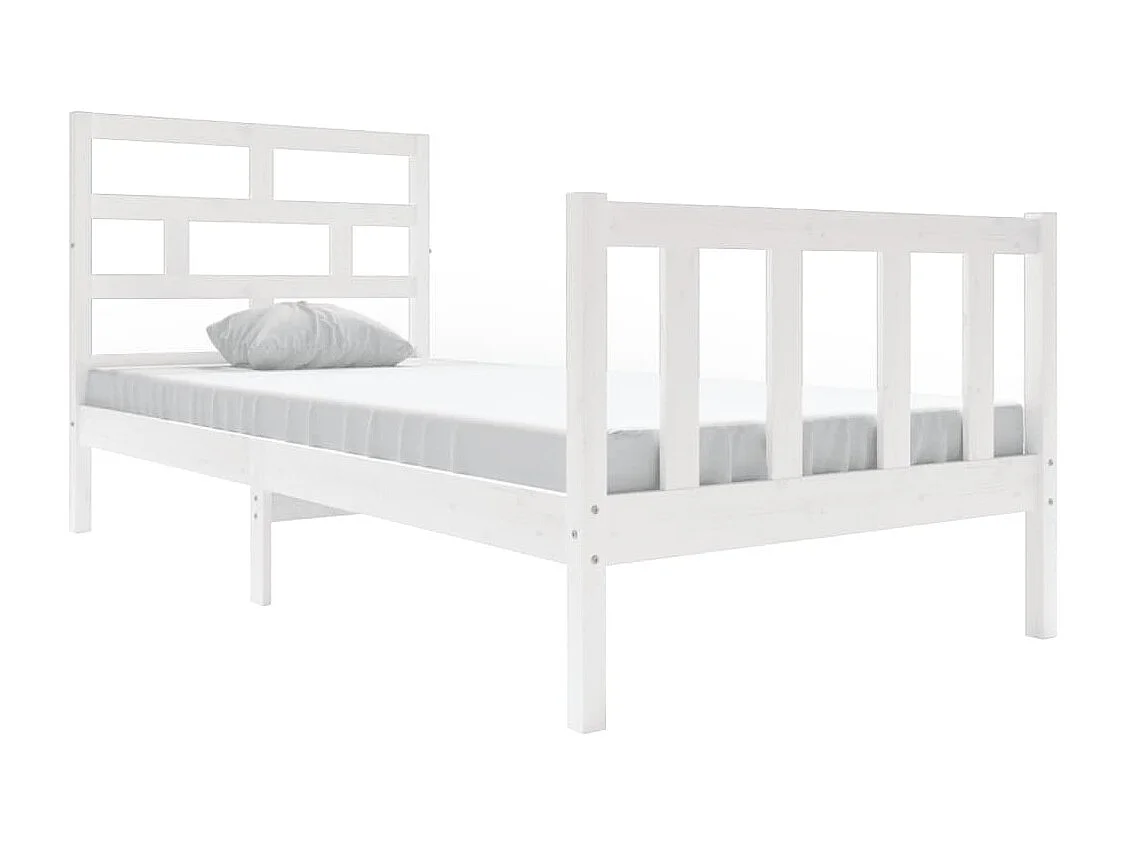 Lit simple | Lit adulte, enfant | Cadre de lit blanc bois massif 90x200 cm
