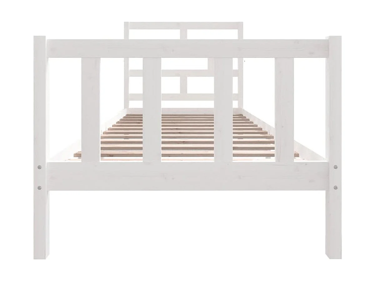 Lit simple | Lit adulte, enfant | Cadre de lit blanc bois massif 90x200 cm