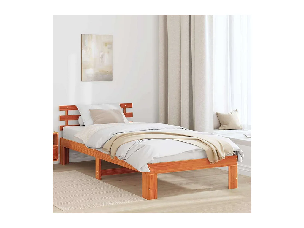 Lit simple | Lit adulte, enfant | Cadre de lit Marron 100x200 cm Bois de pin massif