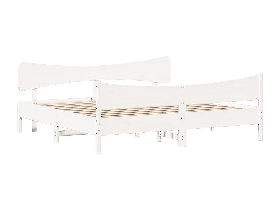 Lit double | Lit adulte | Cadre de lit blanc 200x200 cm bois massif de pin