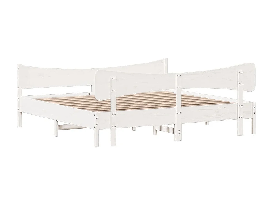 Lit double | Lit adulte | Cadre de lit blanc 200x200 cm bois massif de pin