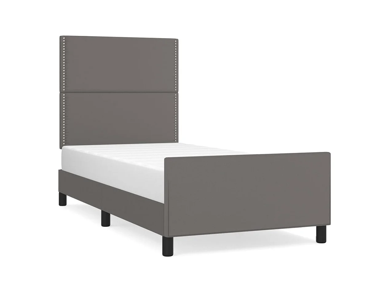 Lit simple | Lit adulte, enfant | Cadre de lit gris 90x190 cm similicuir