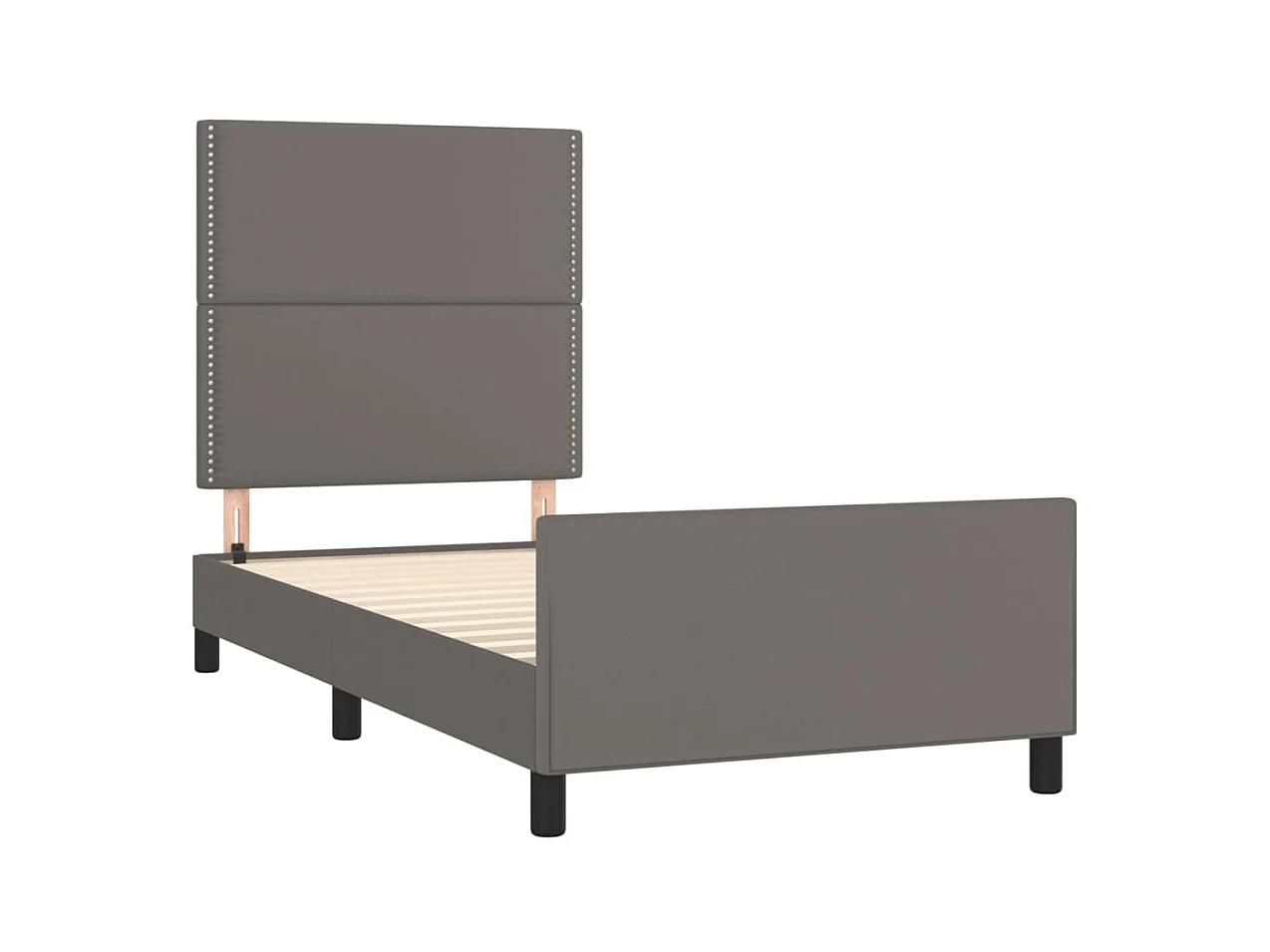 Lit simple | Lit adulte, enfant | Cadre de lit gris 90x190 cm similicuir