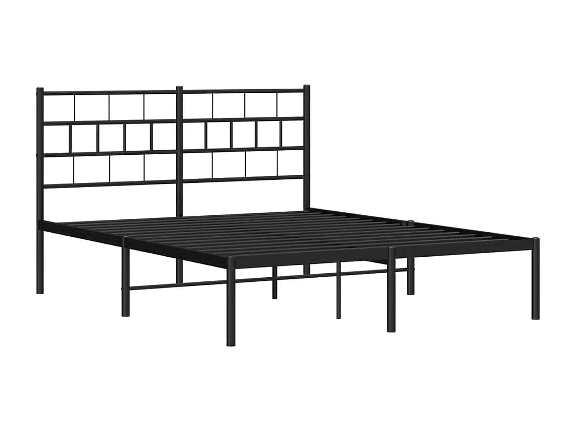 Lit double | Lit adulte | Cadre de lit métal et tête de lit noir 160x200 cm