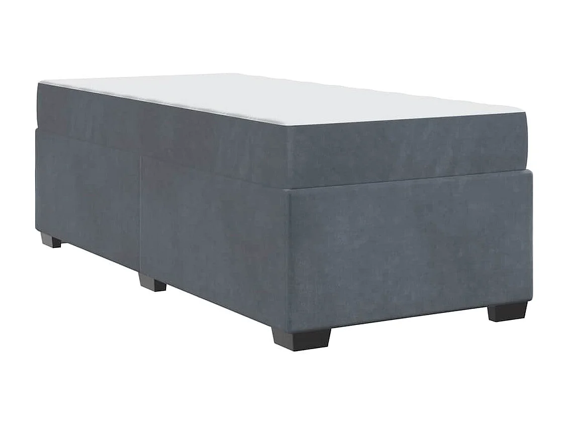 Lit simple | Lit adulte, enfant | Cadre de lit avec matelas Gris foncé 100x200 cm Velours