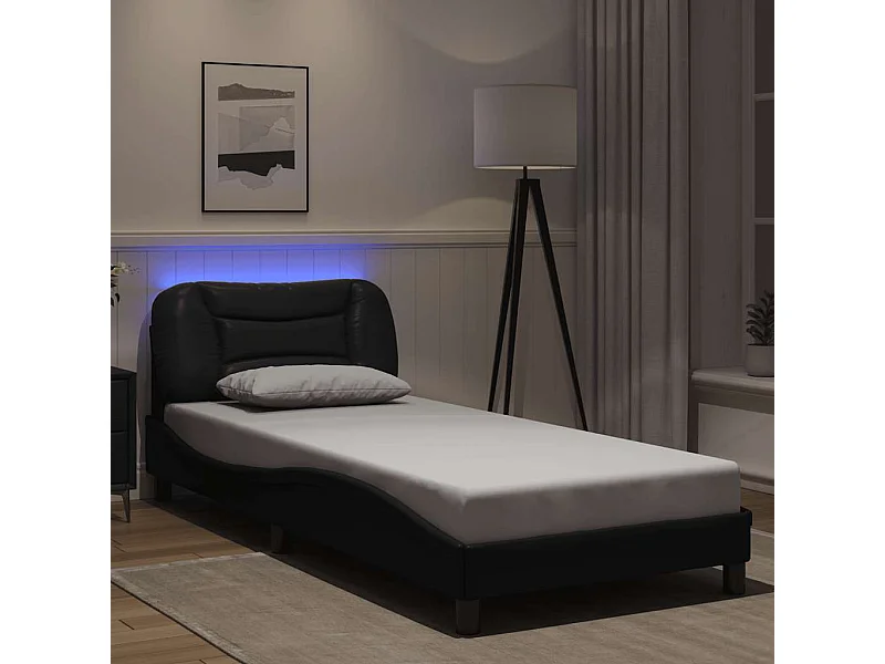 Lit simple | Lit adulte, enfant | Cadre de lit avec LED noir 80x200 cm