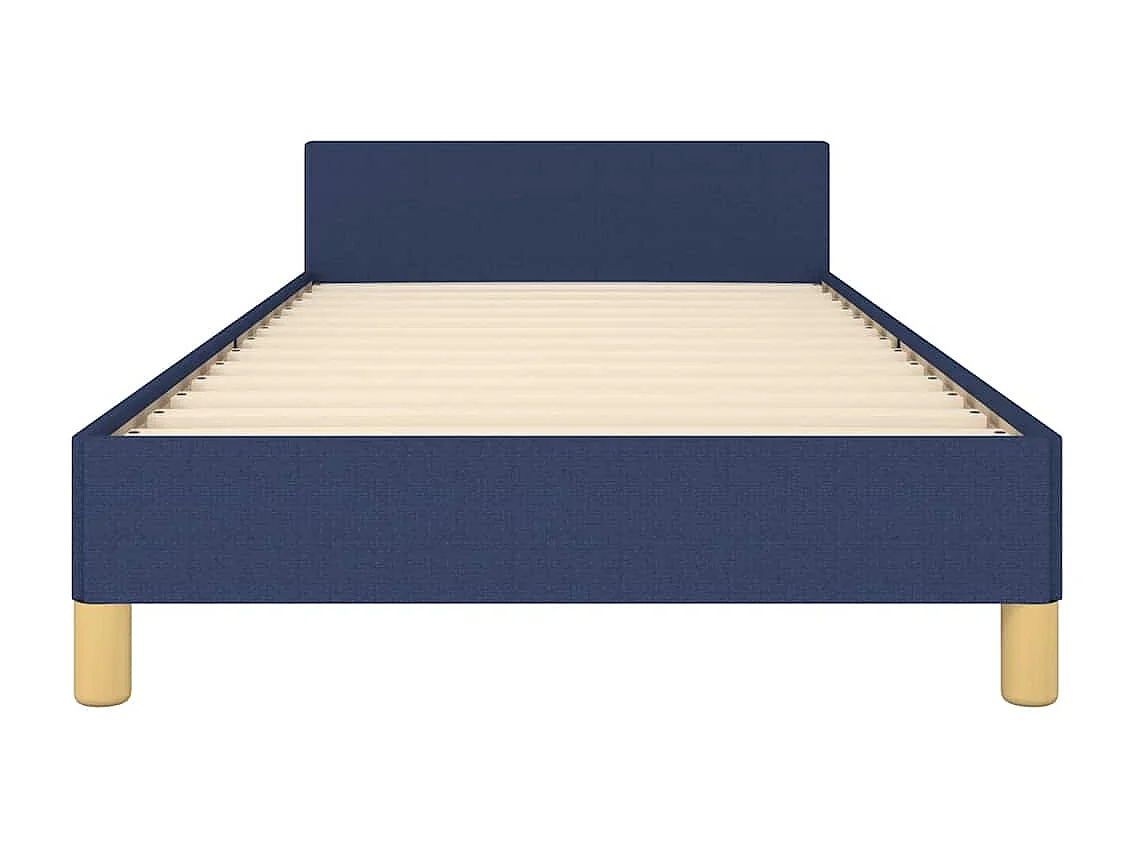 Lit simple | Lit adulte, enfant | Cadre de lit avec tête de lit bleu 90x200 cm tissu