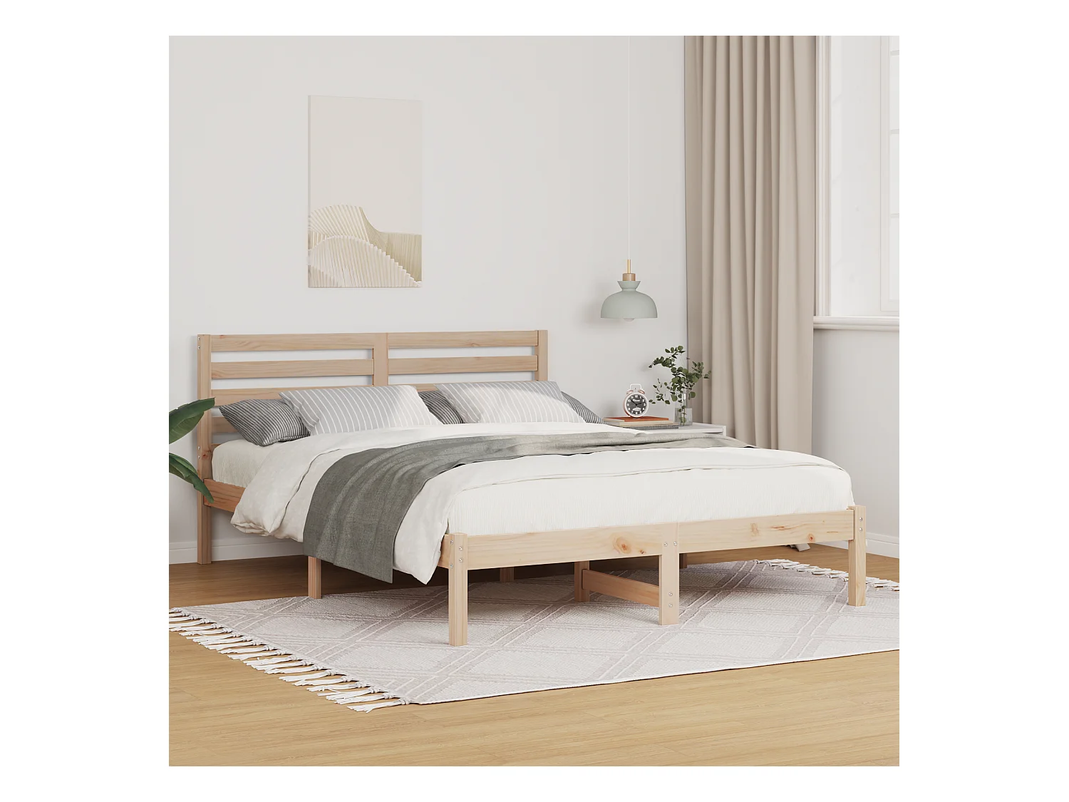 Lit double | Lit adulte | Cadre de lit Marron 135x190 cm Bois massif en pin