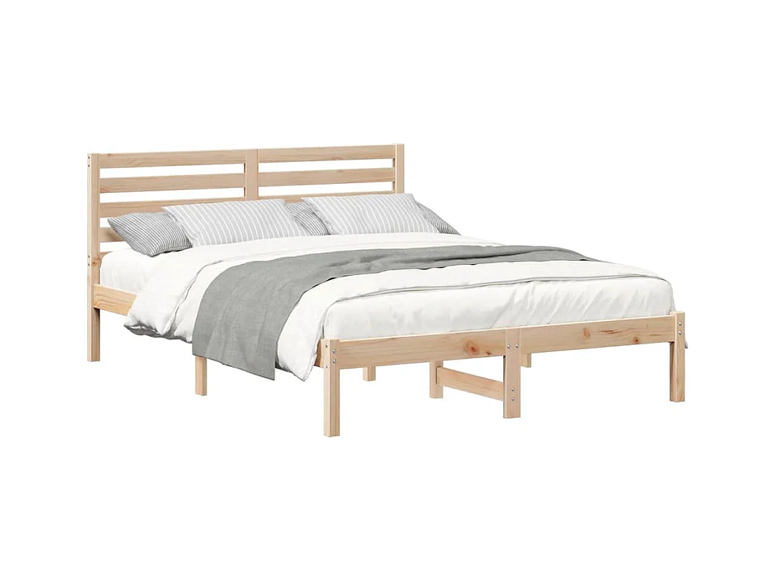 Lit double | Lit adulte | Cadre de lit Marron 135x190 cm Bois massif en pin