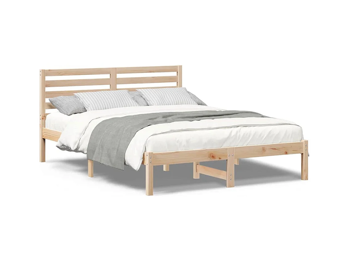 Lit double | Lit adulte | Cadre de lit Marron 135x190 cm Bois massif en pin
