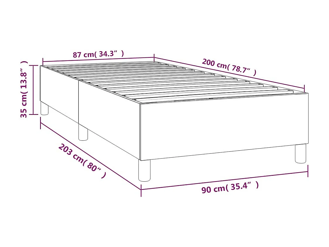 Lit simple | Lit adulte, enfant | Cadre de lit noir 90x200 cm similicuir