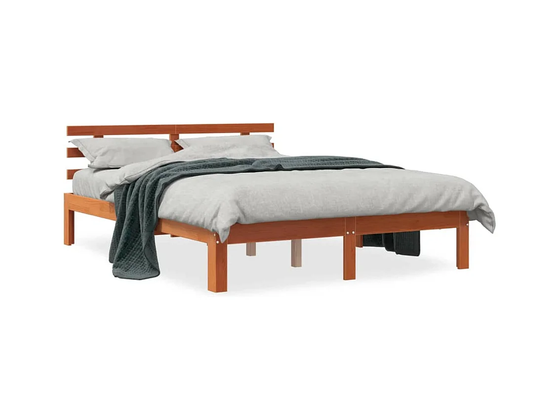 Lit double | Lit adulte | Cadre de lit cire marron 140x190cm bois pin massif
