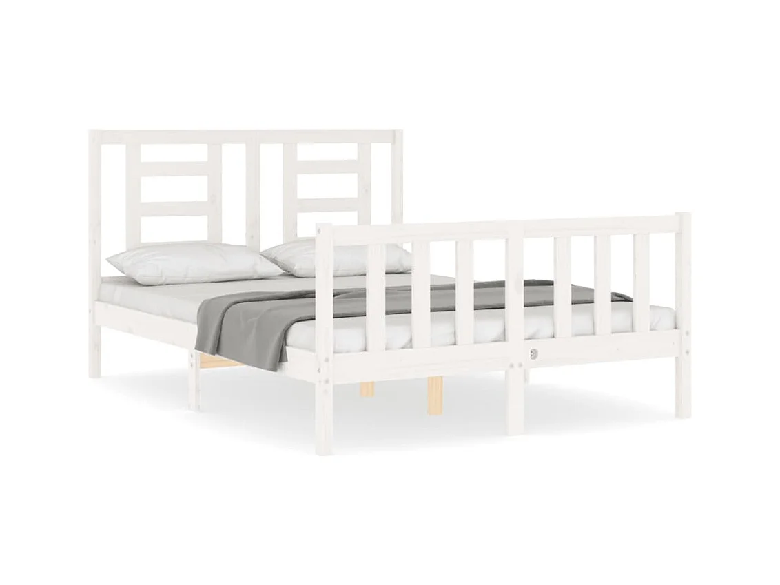 Lit simple | Lit adulte, enfant | Cadre de lit blanc 120x200 cm bois de pin massif