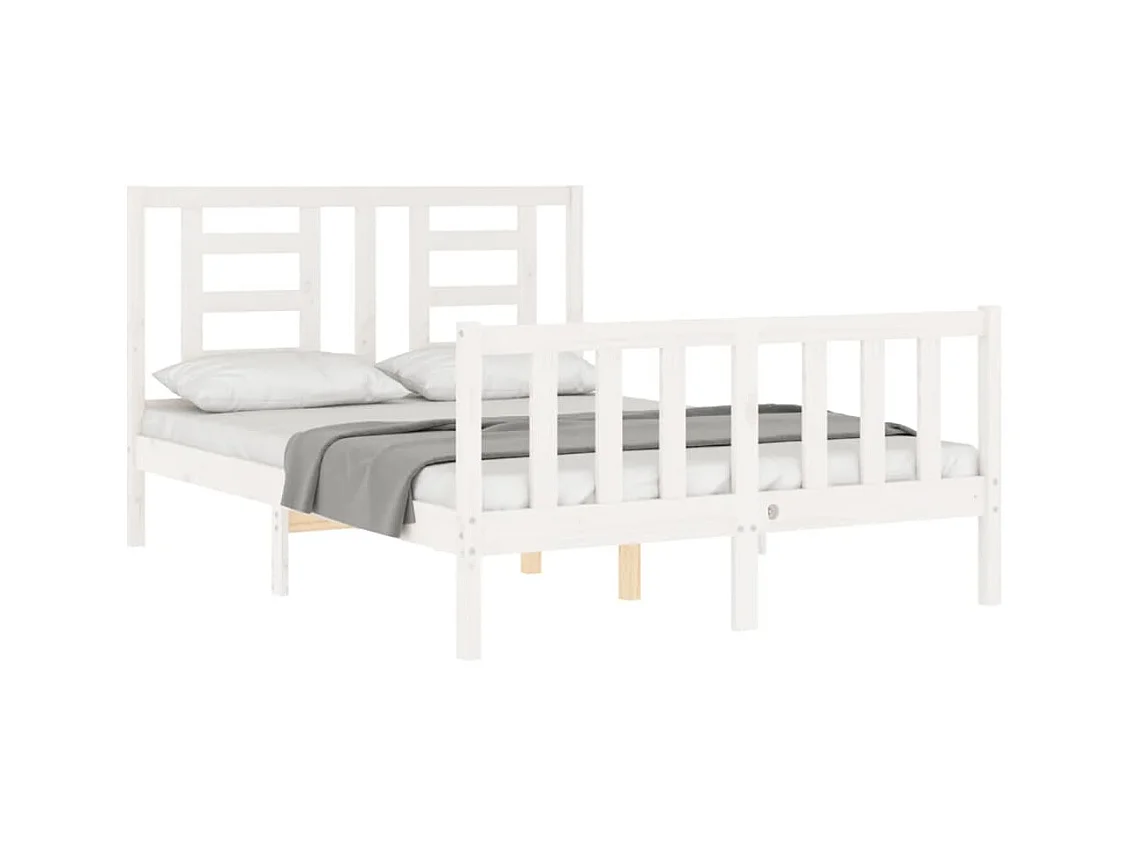 Lit simple | Lit adulte, enfant | Cadre de lit blanc 120x200 cm bois de pin massif