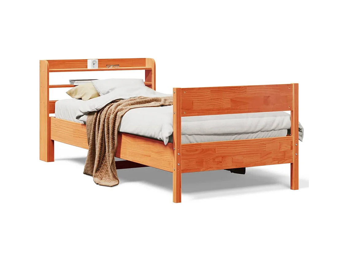Lit simple | Lit adulte, enfant | Cadre de lit cire marron 75x190 cm bois pin massif