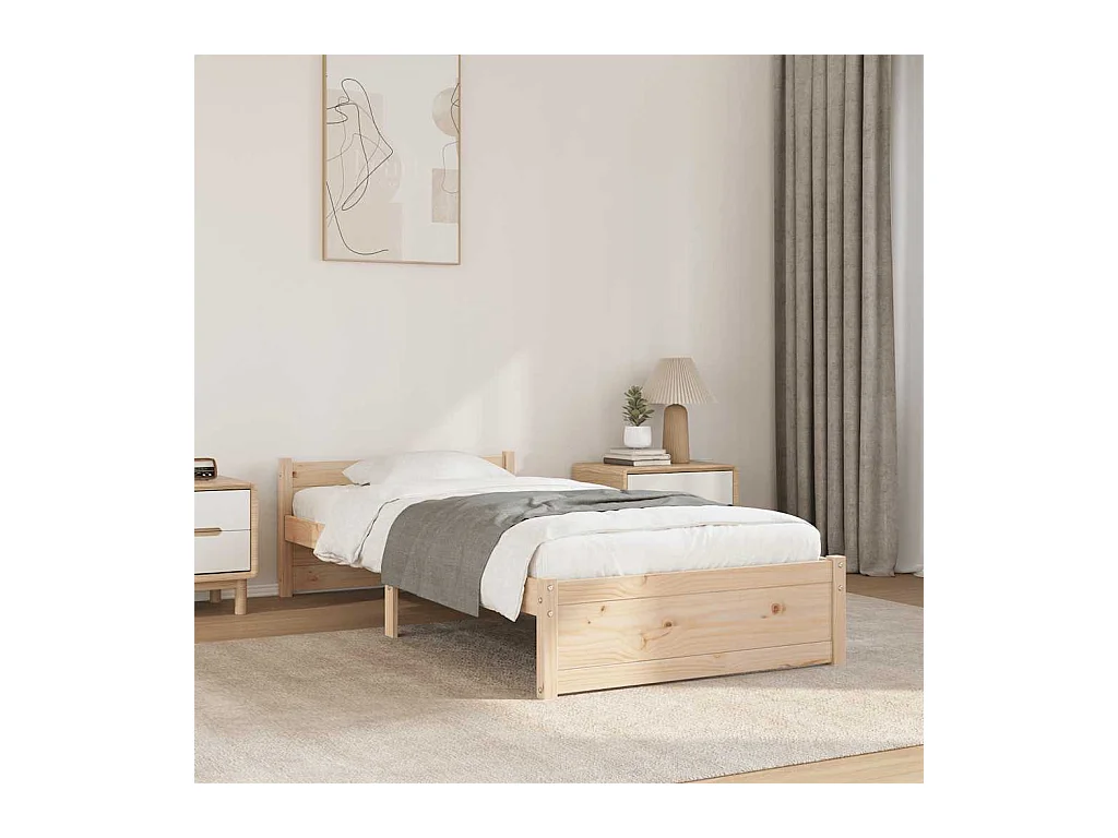 Lit simple | Lit adulte, enfant | Cadre de lit bois massif 100x200 cm