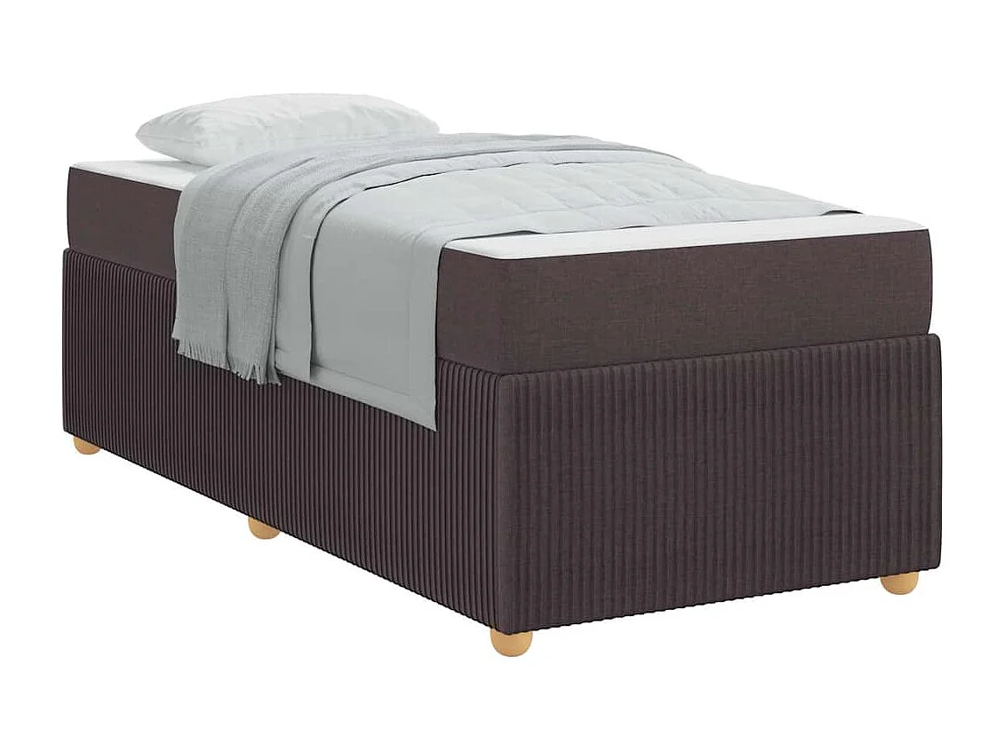 Lit simple | Lit adulte, enfant | Cadre de lit avec matelas Marron foncé 90x200 cm tissu