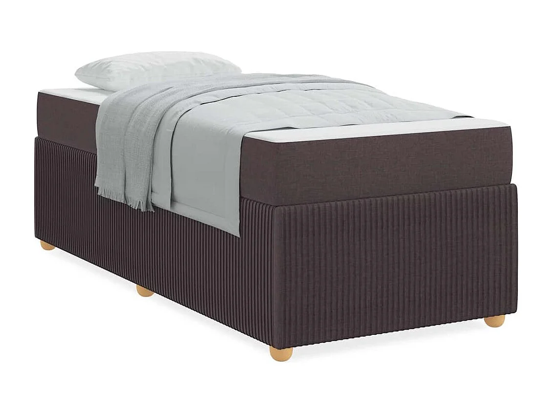 Lit simple | Lit adulte, enfant | Cadre de lit avec matelas Marron foncé 90x200 cm tissu
