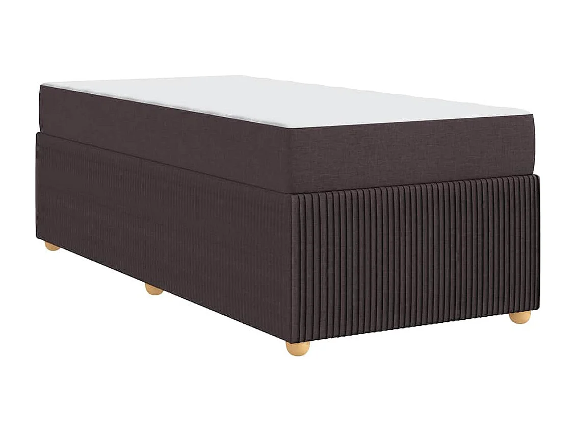 Lit simple | Lit adulte, enfant | Cadre de lit avec matelas Marron foncé 90x200 cm tissu