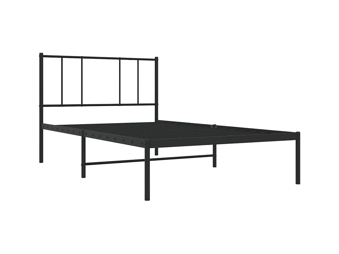 Lit simple | Lit adulte, enfant | Cadre de lit métal avec tête de lit noir 90x200 cm