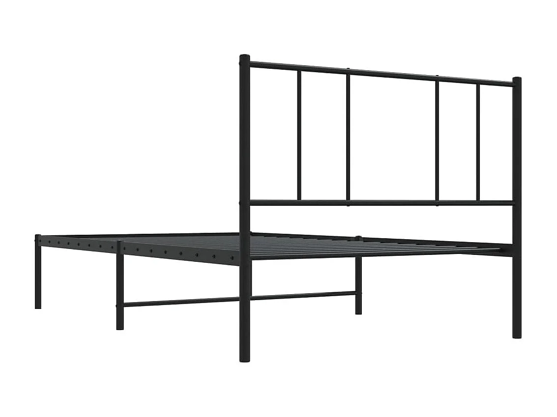 Lit simple | Lit adulte, enfant | Cadre de lit métal avec tête de lit noir 90x200 cm