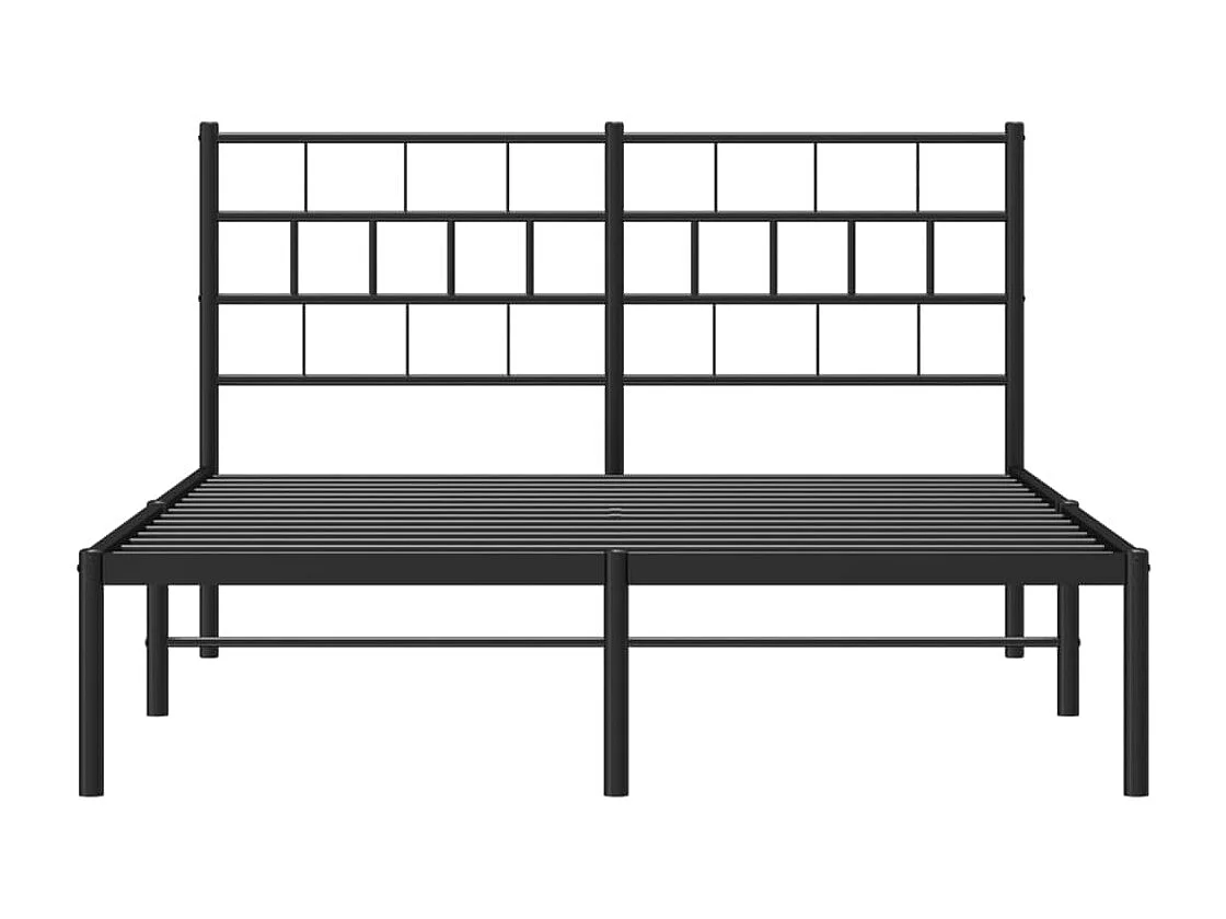 Lit double | Lit adulte | Cadre de lit métal avec tête de lit noir 140x200cm