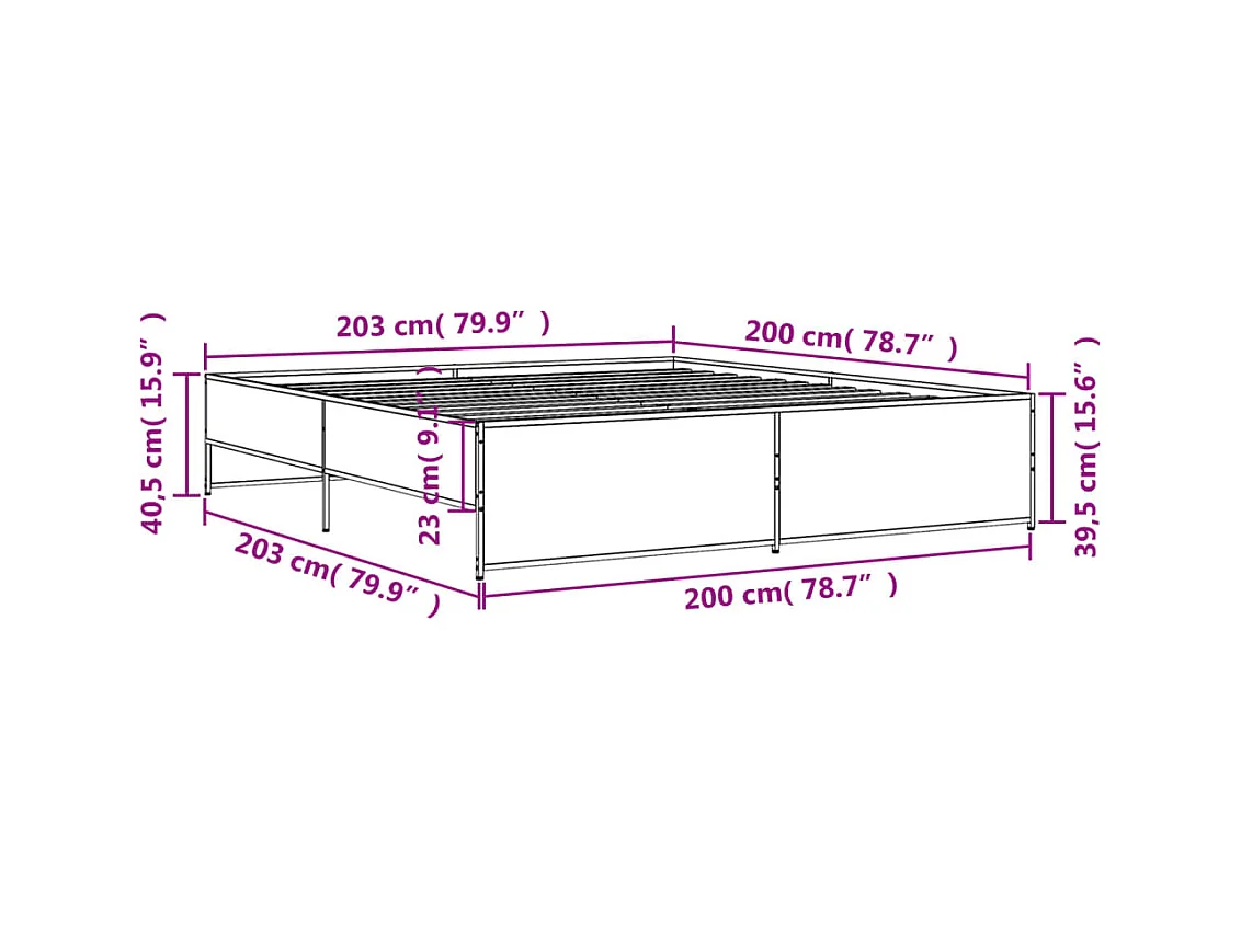 Lit double | Lit adulte | Cadre de lit chêne marron 200x200 cm