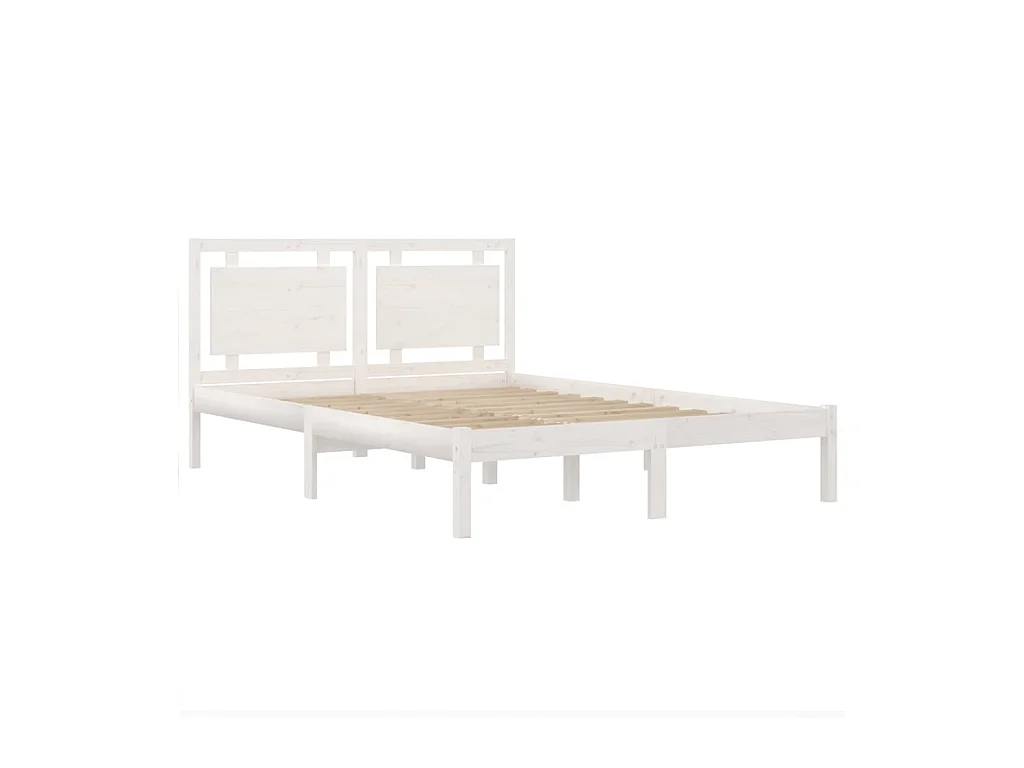 Lit double | Lit adulte | Cadre de lit blanc 140x190 cm bois massif