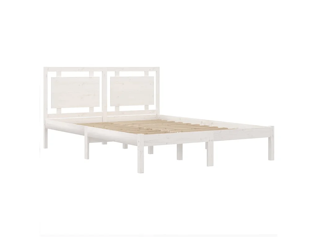 Lit double | Lit adulte | Cadre de lit blanc 140x190 cm bois massif