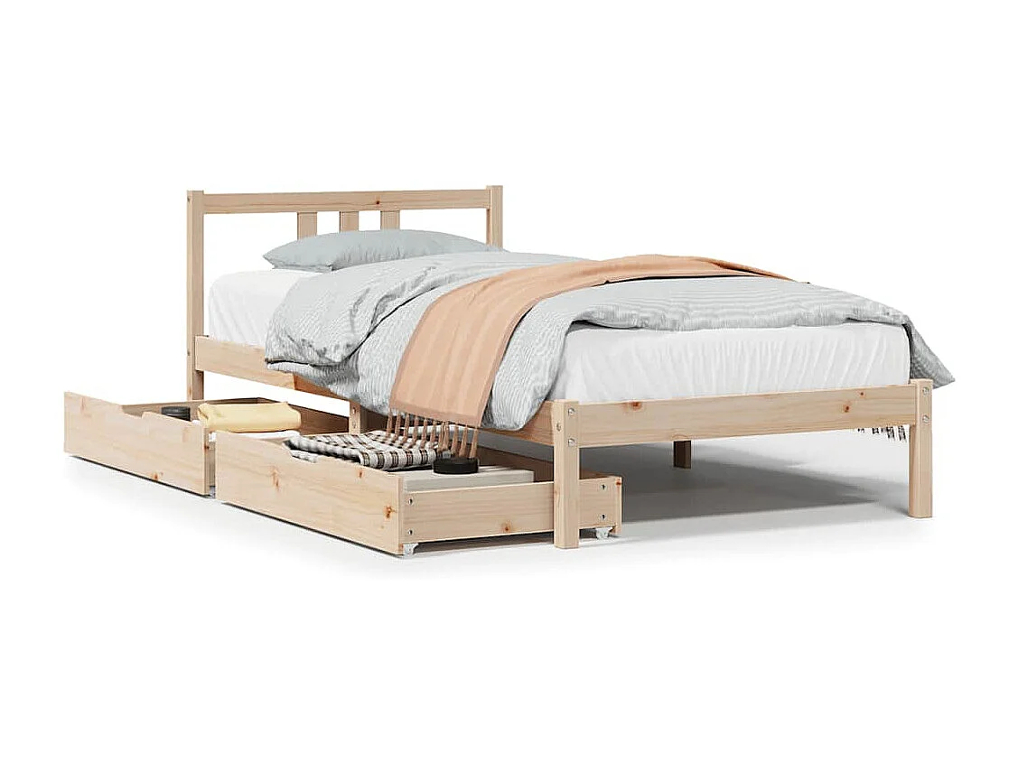 Lit simple | Lit adulte, enfant | Cadre de lit 75x190 cm bois de pin massif