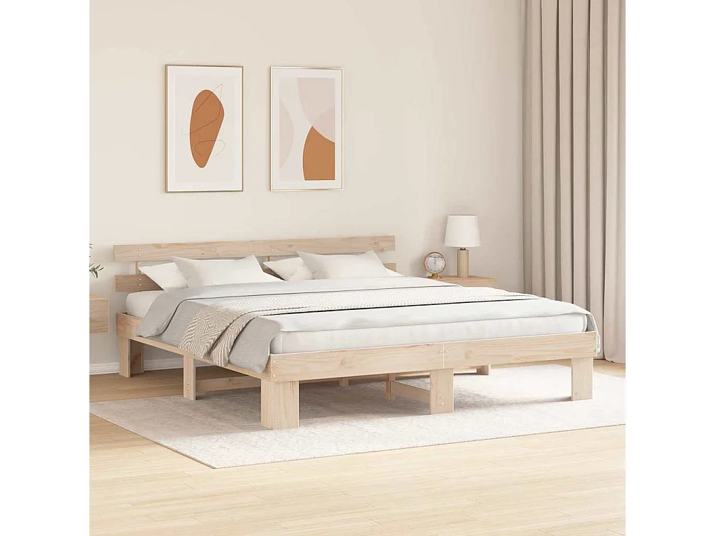 Lit double | Lit adulte | Cadre de lit Marron 180x200 cm Bois de pin massif