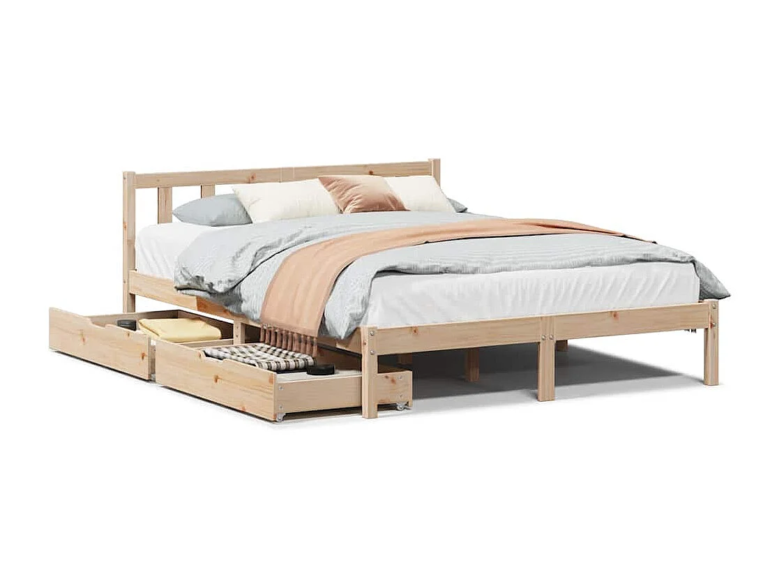 Lit double | Lit adulte | Cadre de lit 160x200 cm bois massif de pin