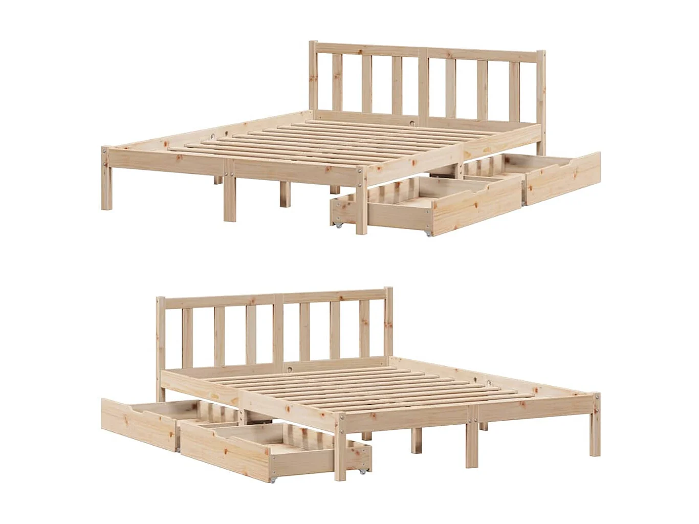 Lit double | Lit adulte | Cadre de lit 160x200 cm bois massif de pin