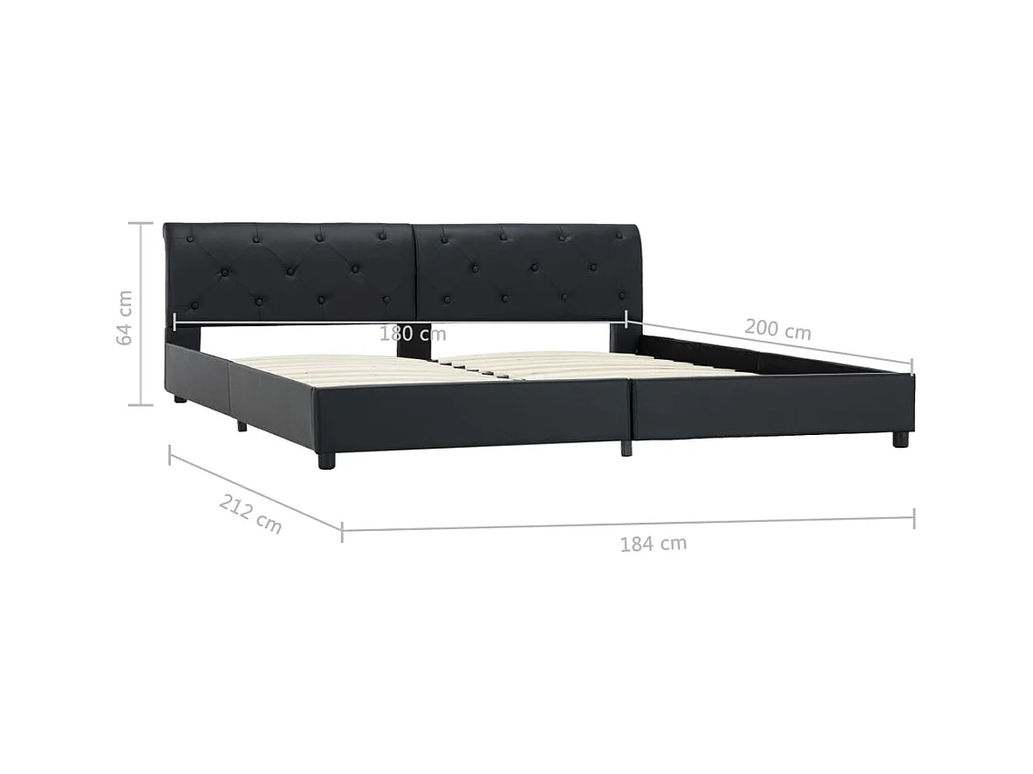 Letto per adulti | Letto matrimoniale | Giroletto Nero in Similpelle 180x200 cm
