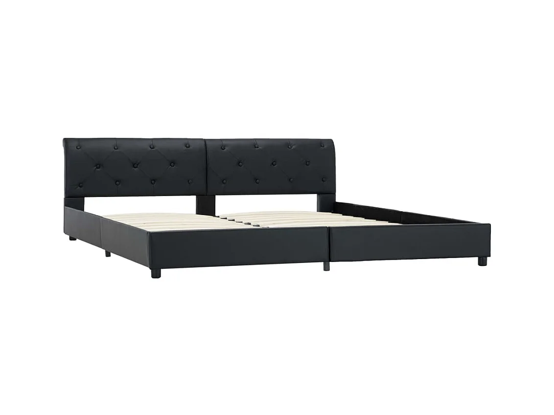Letto per adulti | Letto matrimoniale | Giroletto Nero in Similpelle 180x200 cm