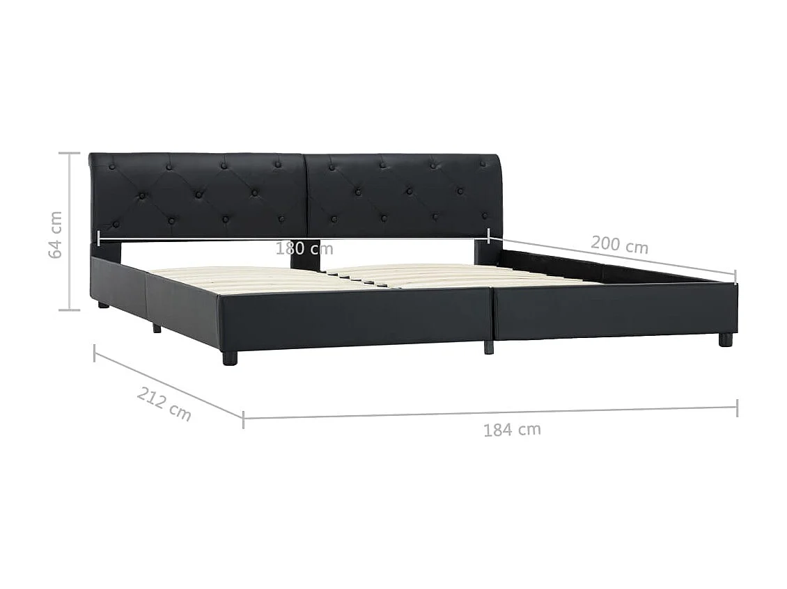 Letto per adulti | Letto matrimoniale | Giroletto Nero in Similpelle 180x200 cm