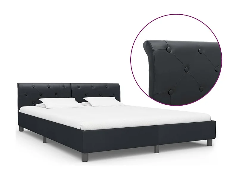 Lit double | Lit adulte | Cadre de lit Noir Similicuir 180x200 cm