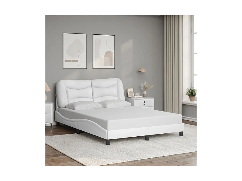 Lit double | Lit adulte | Cadre de lit blanc 140x200 cm similicuir