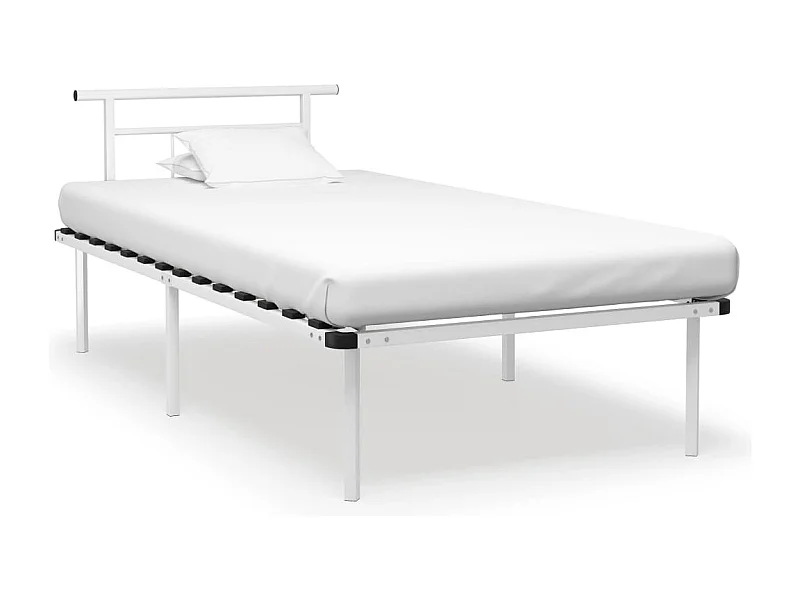 Lit simple | Lit adulte, enfant | Cadre de lit blanc métal 100x200 cm