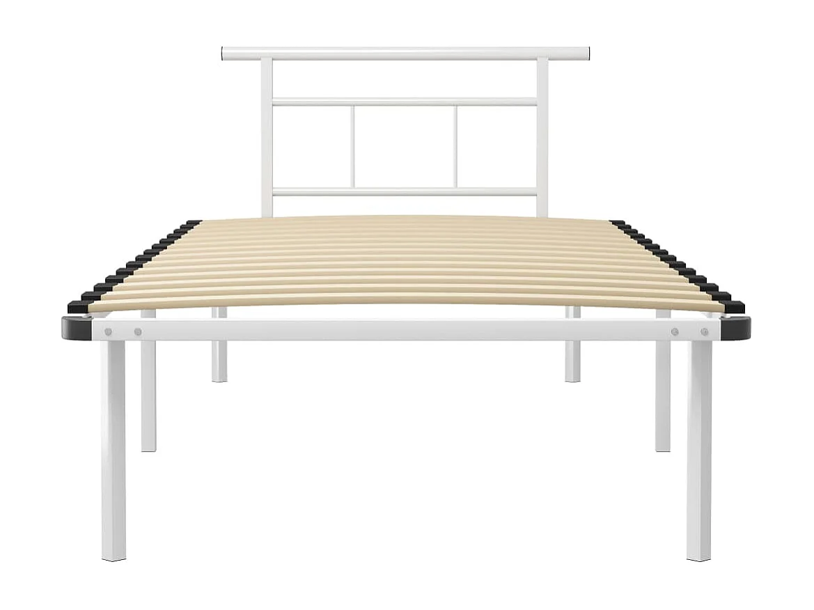 Lit simple | Lit adulte, enfant | Cadre de lit blanc métal 100x200 cm